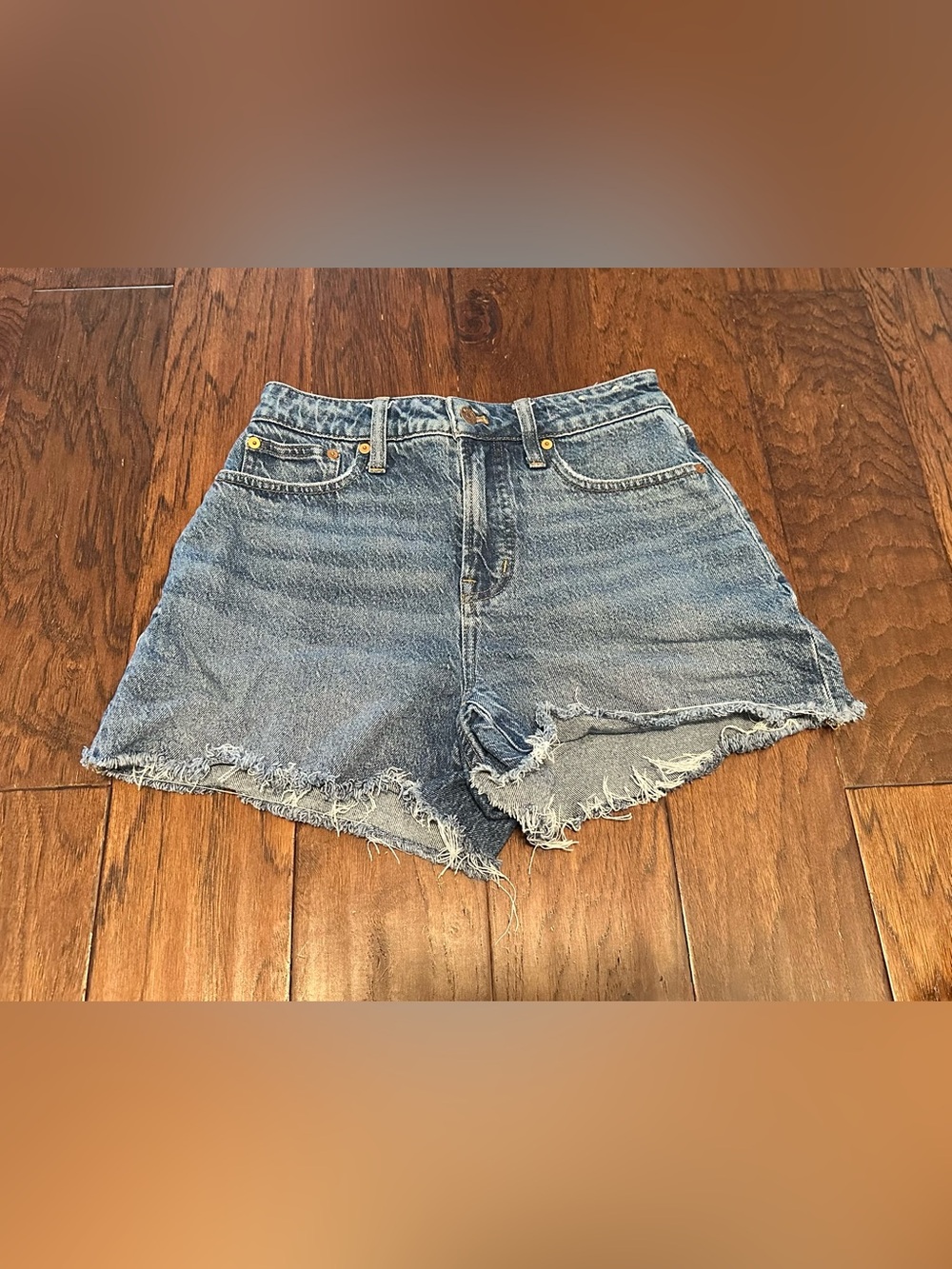Madewell Frayed Hem High-Rise Denim Shorts - Light Blue